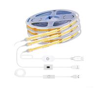 Bande lumineuse LED à contrôle tactile, intensité variable COB 5 V, forte adhérence pour bois et verre, installation sans couture pour la maison, le bureau, l'atelier (3 mètres)