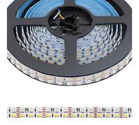 Bande lumineuse LED à couleur changeante CC 12 V RVB CCT 5050 RVB 2835 blanc chaud lumière du jour blanc double rangée super lumineuse RGBWW non étanche flexible LED (DC 12 V 5 mètres)