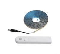 Bande lumineuse LED à détecteur de mouvement avec corps humain et modes de contrôle de la lumière, alimentée par piles ou USB, design flexible pour armoire, dessous (lumière chaude 5 m)