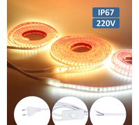 Bande lumineuse LED AC 220V 230V 2835, étanche IP67, 120 diodes/m, Flexible, blanc chaud et froid, 1M 2M 3M 5M 10M 20M, éclairage domestique
