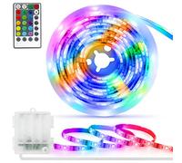 Bande lumineuse LED alimentée par batterie, 2M 60 LED RGB 5050 Rétroéclairage TV avec télécommande, minuterie, bande lumineuse extérieure pour la maison, la cuisine, la chambre à coucher