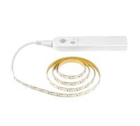 Bande lumineuse LED alimentée par piles avec détecteur de mouvement, 1 à 5 m, temps réglable, USB, étanche, éclairage sous armoire, pour chambre à coucher, armoire, blanc chaud (lumière blanche, 3 m)