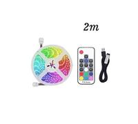 Bande lumineuse LED avec lumière multicolore USB 5050 RGB souple 2M (Contrôleur 17 touches) Blanc MK34