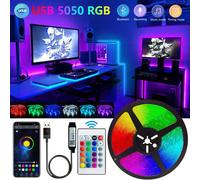 Bande lumineuse LED Bluetooth 5050, télécommande intelligente, lampe à diode flexible, rétroéclairage de bande RVB, salle de jeu, décoration de Noël 1M