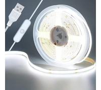 Bande lumineuse LED COB alimentée par USB, double commande par interrupteur et bouton 501, ultra-lumineuse sans éblouissement, 3 températures de couleur (blanc froid/blanc naturel/blanc chaud) - spéci