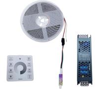 Bande lumineuse LED coulante d'eau courante, 10M DC24 WS2811 SMD2835, Pixel de course de chevaux, ensemble de lampes linéaires flexibles adressables (1*10M Strip+Controller+Power, Natrual White)