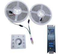 Bande lumineuse LED coulante d'eau courante, 20M DC24 WS2811 SMD2835, Pixel de course de chevaux, ensemble de lampes linéaires flexibles adressables (2*10M Strip+Controller+Power, Natrual White)