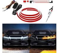 Bande lumineuse LED extérieure pour capot de voiture, double couleur, balayage dynamique, faisceau de démarrage, feux de circulation diurnes LED blancs et ambrés, clignotants séquentiels pour voitures
