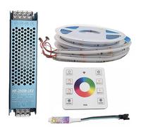 Bande lumineuse LED FCOB RGB IC WS2811 - 720 LED - Couleur vive - DC24V - 10m - COB - Eau courante - Très flexible - Contrôleur tactile RF - Bloc d'alimentation 24V 200W