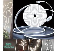Bande lumineuse LED néon, interrupteur à capteur tactile intelligent, panneau néon à intensité variable, ruban Led Flexible, corde étanche, Tube, lampe rétro-éclairé, décor 4m
