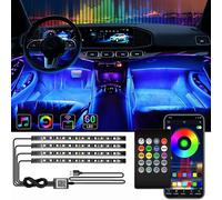 Bande lumineuse LED néon pour intérieur de voiture, Kit d'éclairage ambiant, accessoires, rétro-éclairage, application à distance, contrôle de la musique, lampes décoratives RGB automatiques