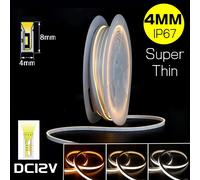 Bande lumineuse LED néon Super fine, 4x8mm, DC12V, Flexible, étanche, diffuseur de Tube en Silicone, pour armoire encastrée, chambre à coucher