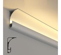 Bande lumineuse LED pour plafond, couronne, moulure, 2 options de couleur, éclairage indirect, canal en aluminium pour plafond, sol, mur, corniche décorative 1 m, 1,2 m, 2 m, 4 m, 10 m, 18 m