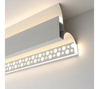 Bande lumineuse LED pour plinthe d'intérieur en aluminium avec couvercle transparent, canal diffuseur d'éclairage couronne, 21 m