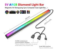 Bande lumineuse LED RGB en alliage d'aluminium, boîtier PC, barre de lumière magnétique pour ordinateur, 5V/3 broches, 4 broches, carte mère
