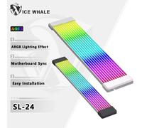 Bande lumineuse LED RGB Flexible, baleine glacée, couverture de carte ARGB pour alimentation sur ordinateur, câbles et étui de carte vidéo GPU ATX 24 broches Black 24PIN