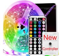 Bande lumineuse LED RVB NBBUFF avec télécommande 44 touches, couleur et luminosité réglables, longueur découpable, installation facile, convient pour la décoration de la maison, l'ambiance des fêtes,