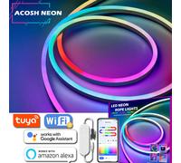 Bande lumineuse LED Tuya néon étanche, bande RGBIC, couleur rêveuse, effet de chasse, bande flexible, commande vocale, WiFi, 12V, 3-20m