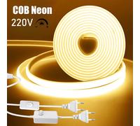 Bande lumineuse néon LED COB 220V, variateur de lumière, Kit d'alimentation 288LED, lampe Flexible IP67 3000K 4000K 6000K RA90, éclairage linéaire