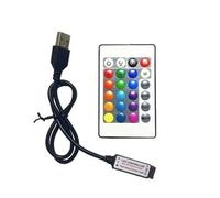 Bande lumineuse RGB LED de contrôle, 44 touches/24 touches, bande lumineuse colorée, télécommande, variateur un à deux LED(5v24keyUSB50cmlong)