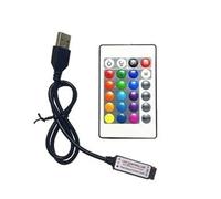 Bande lumineuse RGB LED de contrôle, 44 touches/24 touches, bande lumineuse colorée, télécommande, variateur un à deux LED(5v24keyUSB1mlong)