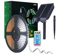 Bande lumineuse solaire 5 m 260 LED blanc froid avec télécommande Minuteur Tube en PVC étanche pour chambre à coucher, jardin, terrasse, piscine, décoration de Noël