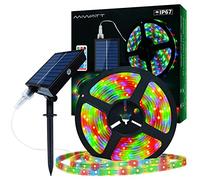 Bande lumineuse solaire 5 m 260 LED RVB d'extérieur avec télécommande Minuteur Tube en PVC Étanche pour chambre à coucher, jardin, terrasse, piscine, décoration de Noël