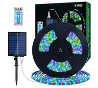 Bande lumineuse solaire 560 LED avec télécommande et minuteur - Étanche - Pour chambre à coucher, jardin, terrasse, piscine, décoration de Noël - 10 m