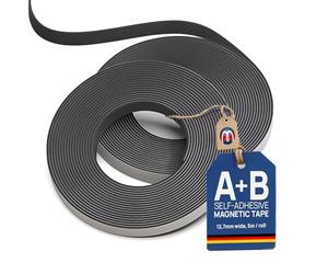 Bande magnétique autocollante pour moustiquaire - type A et B - 1,5mm x 12,7mm en Rouleau de 5m (5m Type A + 5m Type B) - Ruban adhésif aimanté - pour des solutions de fixation flexible