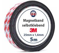 Bande magnétique autocollante Ruban aimanté adhésif 3M - 1,6mm x 25mm x 5m - Bande aimantée adhésive - pour des Solutions de Fixation Flexible - Rouleau de 5 m