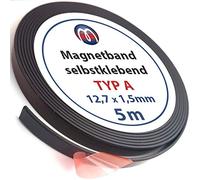 Bande magnétique autocollante super qualité - type A anisotrope - 1,5mm x 12,7mm x 5m - Rouleau - Ruban adhésif aimanté
