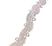 Bande passante tissée en dentelle de 13,7 m avec bordure blanche et embellissements faits à la main pour décoration de mariage, vêtements, cadeau