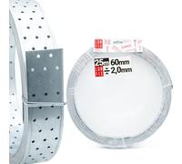 Bande perforée acier galvanisé 25m x 20mm x 1,0mm - ruban fixation métal robuste - plaque perforée pour bois, équerre metal, perforatrice bricolage, panneau mural, support construction