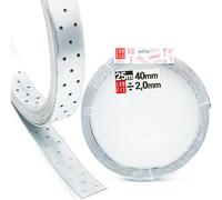 Bande perforée acier galvanisé 25m x 25mm x 1,0mm - ruban fixation métal robuste - plaque perforée pour bois, équerre metal, perforatrice bricolage, panneau mural, support construction