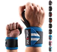 Bande Poignet Musculation - Protège Poignet (45 cm en Paire) Bandage pour Poignet pour Entraînement de Force, Fitness, Bodybuilding, Crossfit - Support pour Poignet avec Guide d'exercices en PDF