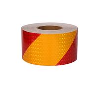 Bande réfléchissante, Autocollant réfléchissant d'avertissement de marquage haute intensité auto-adhésif 50 m x 10 cm(Red+Yellow)