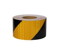 Bande réfléchissante, Autocollant réfléchissant d'avertissement de marquage haute intensité auto-adhésif 50 m x 10 cm(Black+Yellow)