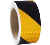 Bande Reflechissante Autocollante, 10m x 5cm Bande Reflechissante Autocollante Jaune et Noir Bande Ruban D'avertissement Réfléchissant Autocollants Réfléchissants, pour Vélo, Voiture, Moto (Jaune)