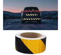 Bande Reflechissante Autocollante 20M x 5cm Ruban de Signalisation Jaune et Noir Reflechissant Imperméable Davertissement Auto Ruban Davertissement Conspicuous pour Véhicules, Remorques Extérieur