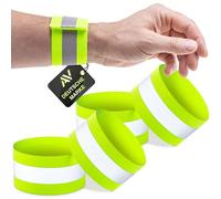 Bande réfléchissante AVANA pour la sécurité, enfant, jogging en plein air, vélo, course à pied, équitation, avec bande Velcro élastique Jaune fluo, Enfant, Lot de 4