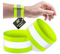 Bande réfléchissante AVANA pour la sécurité, enfant, jogging en plein air, vélo, course à pied, équitation, avec bande Velcro élastique Jaune fluo, Enfant, Lot de 2