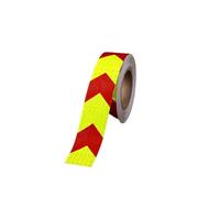 Bande réfléchissante, Bande d'avertissement réfléchissante fluorescente auto-adhésive, bande flèche rouge 5 cm x 300 paquet de 3