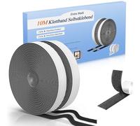 Bande Scratch Autocollante Auto-Agriffante Extra-Résistante 10m x 20mm - Double Face Hook & Loop Tape Pour Moustiquaires, Photos, Coussins et Tapis - Noir