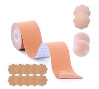 Bande Soutien Gorge Invisible Adhesif, Sein Adhesif Boob Tape, 2 Cache Tetons Femme Réutilisables, 12 Forme du Pétale Autocollants Mammaires, Body Tape pour Bonnet A-E Gros Seins