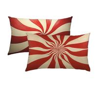 Bande Taie Oreiller 70x90 Lot de 2, Housse Coussin Lin Rouge, Taies d'oreiller Luxueuse et Rafraîchissante, Housse de Coussin Exterieur Impermeable, Coussin Decoratif pour Canapé, Salon, Coucher S-439