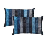 Bande Taies d'oreiller 40x70 Lot de 2, Housse Coussin Velours, Housse de Coussin Exterieur Impermeable pour Salon de Jardin, Taie Oreiller Bleu Marine Respirante avec Fermeture Éclair Invisible S-301