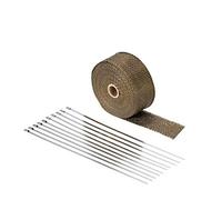 Bande Thermique Echappement, 10m x 5cm Bande Isolant Thermique avec 10 Attaches de Câble en Acier Inoxydable Ruban d'isolation Thermique de Collecteur d'échappement de Moto