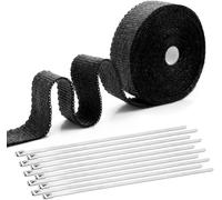 Bande Thermique Echappement 6m Ruban Isolant Thermique Moto Pare Chaleur Echappement Avec 10 Collier De Serrage Inox Pour Tuyeau Manifold Echappement Bande Isolante Thermique Moto Et Voiture (Noir)