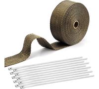 Bande Thermique Echappement 6m Ruban Isolant Thermique Titanium Moto Pare Chaleur Echappement Avec 10 Collier De Serrage Inox Pour Tuyeau Manifold Echappement Bande Isolante Moto Et Voiture (Brun-Or)