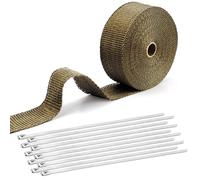 Bande Thermique Echappement 6M Ruban Isolant Thermique Titanium Moto Pare Chaleur Echappement avec 10 Collier de Serrage Inox pour Tuyeau Manifold Echappement Bande Isolante Moto et Voiture (Brun-Or)